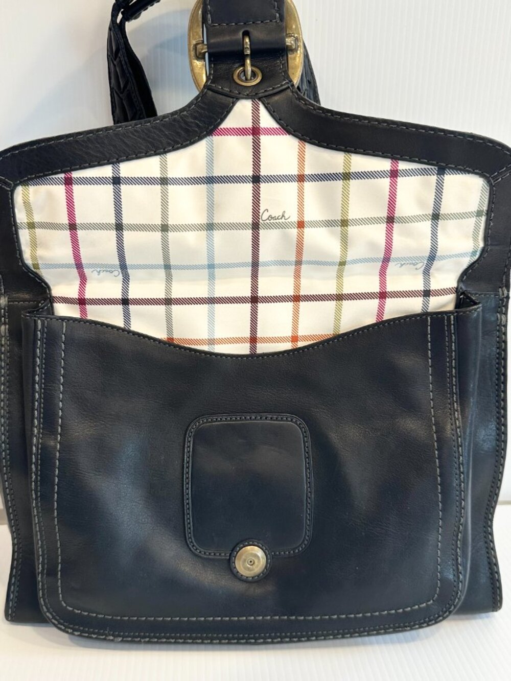 Coach Black Leather Shoulder Bag with Coin Pouch - Picture 11 of 16